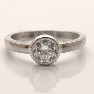 Classic Sterling Silver CZ Solitaire Ring 925, Everyday Cubic Zirconia Ring